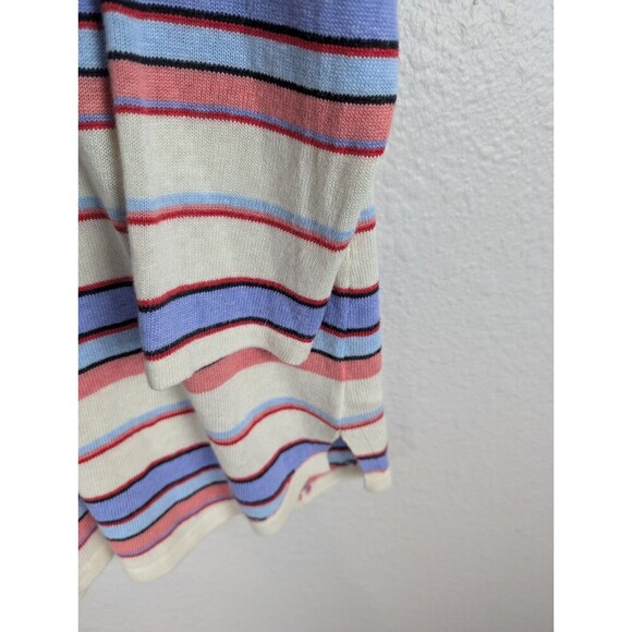 Talbots Womans Linen Blend Split Neck Sweater Striped Ivory Sz Small Coastal 141 - Picture 7 of 9
